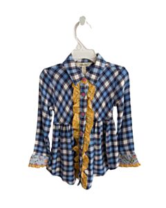 MATILDA JANE BLUE PLAID SHIRT-LS WITH RUFFLE