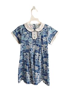 PEGGY GREEN  BLUE  FLORAL  DRESS WITH PICOT STITCHING