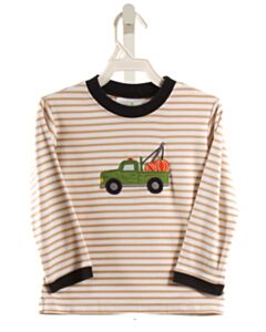 ZUCCINI  BROWN  STRIPED APPLIQUED KNIT LS SHIRT