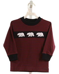 FLORENCE EISEMAN  RED  STRIPED  KNIT LS SHIRT