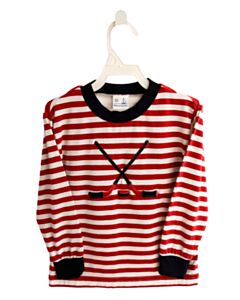FLORENCE EISEMAN RED STRIPED KNIT LS SHIRT