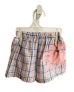 BAILEY BOYS PINK SEERSUCKER GINGHAM SWIM TRUNKS