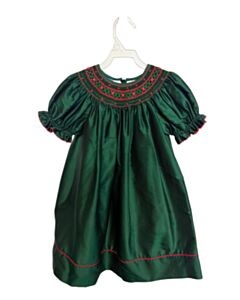 ANAVINI  GREEN   SMOCKED PARTY DRESS WITH PICOT STITCHING