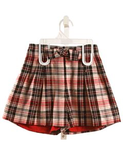 MAYORAL  MAROON  PLAID  SHORTS WITH SEQUINS