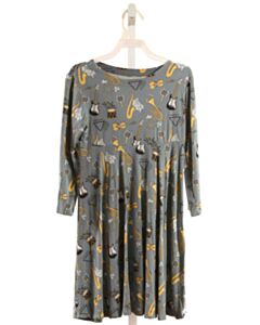 SWEET BAMBOO GRAY PRINTED DESIGN KNIT DRESS