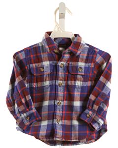 TEA NAVY FLANNEL PLAID DRESS SHIRT