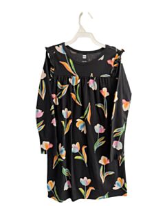 TEA BLACK FLORAL KNIT DRESS WITH RUFFLE