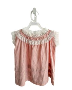 BLU PONY VINTAGE  PINK  STRIPED  SLEEVELESS SHIRT WITH LACE TRIM