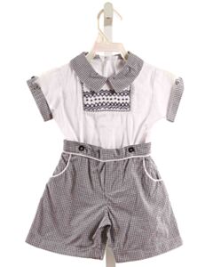 PRETTY ORIGINALS  BLUE  GINGHAM SMOCKED 2-PIECE DRESSY OUTFIT