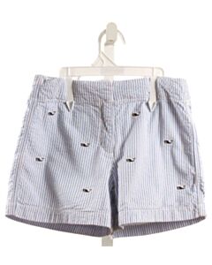 VINEYARD VINES  BLUE SEERSUCKER STRIPED EMBROIDERED SHORTS