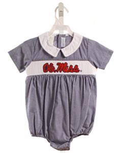 VIVE LA FETE NAVY GINGHAM SMOCKED BUBBLE