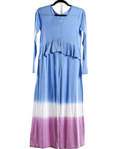 JOYOUS AND FREE  BLUE  KNIT ROMPER WITH RUFFLE