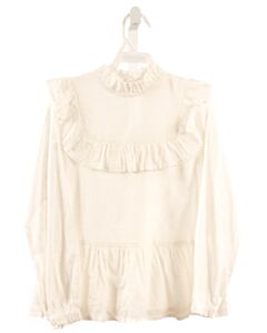 CREAMIE  WHITE SWISS DOT  DRESS SHIRT WITH RUFFLE