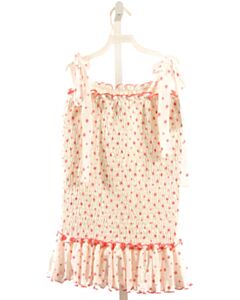 JAMES & LOTTIE  WHITE  FLORAL SMOCKED SLEEVELESS SHIRT WITH RUFFLE