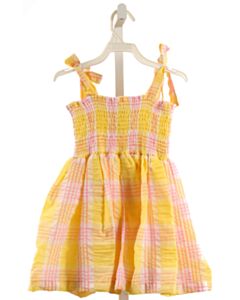 MADDIE & CONNOR  YELLOW SEERSUCKER PLAID SMOCKED DRESS