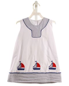 LITTLE THREADS  WHITE  STRIPED  DRESS WITH RIC RAC