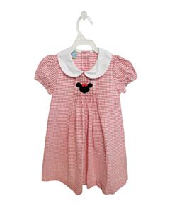 VELANI RED SEERSUCKER GINGHAM SMOCKED DRESS