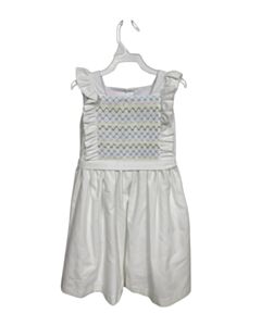 PEGGY GREEN  WHITE PIQUE  SMOCKED DRESS WITH RUFFLE