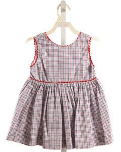 BELLA BLISS  MULTI-COLOR  PLAID  SLEEVELESS SHIRT WITH RIC RAC