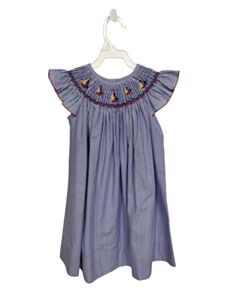 DELANEY  BLUE  STRIPED SMOCKED DRESS WITH PICOT STITCHING