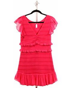 LOVESHACKFANCY  HOT PINK  SMOCKED DRESS WITH RUFFLE