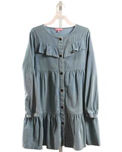 BISBY BY LITTLE ENGLISH  BLUE CORDUROY   DRESS WITH RUFFLE