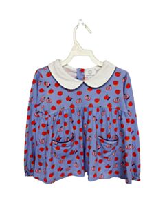 THE PROPER PEONY  BLUE    KNIT LS SHIRT WITH PICOT STITCHING