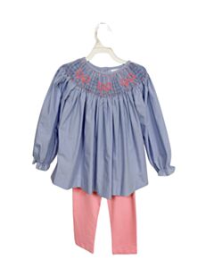 STITCHY FISH  BLUE  GINGHAM SMOCKED 2-PIECE OUTFIT