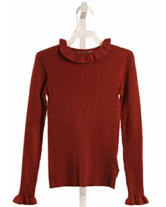 CREAMIE  MAROON  KNIT LS SHIRT WITH RUFFLE