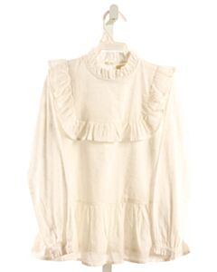 CREAMIE  WHITE SWISS DOT  DRESS SHIRT WITH RUFFLE