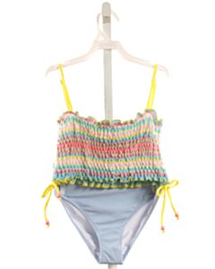NESSI BYRD YELLOW STRIPED SMOCKED 2-PIECE SWIMSUIT