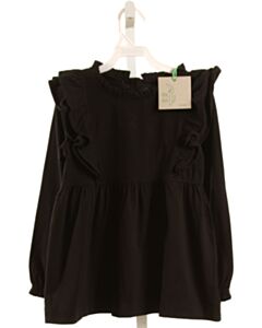 KATE QUINN  BLACK KNIT  DRESS SHIRT WITH RUFFLE