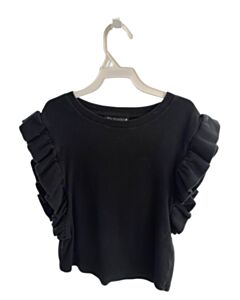 ZARA BLACK KNIT SS SHIRT WITH RUFFLE