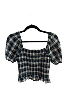 AMERICAN EAGLE  GREEN  PLAID  SHIRT-SS
