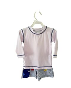 FLORENCE EISEMAN  BLUE SEERSUCKER STRIPED  SWIM SET
