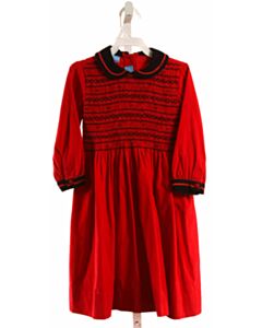 ANAVINI  RED CORDUROY  SMOCKED DRESS WITH RIC RAC