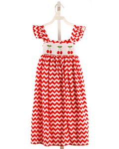 PETITE PALACE  RED   SMOCKED DRESS