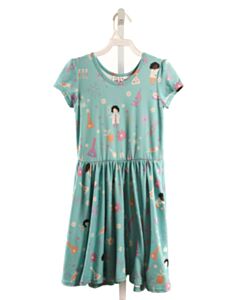 DOTDOT SMILE  BLUE   PRINTED DESIGN KNIT DRESS