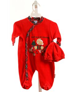 LITTLE ME  RED VELOUR  APPLIQUED LAYETTE