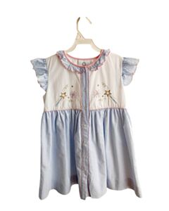 THE PROPER PEONY  BLUE SEERSUCKER STRIPED  DRESS WITH PICOT STITCHING