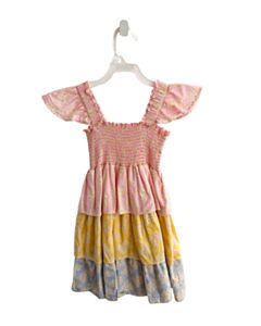 BISBY BY LITTLE ENGLISH  PINK  FLORAL  DRESS WITH RUFFLE