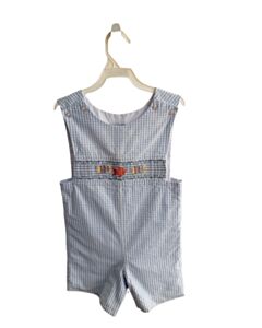 LITTLE ENGLISH  BLUE SEERSUCKER STRIPED SMOCKED JON JON