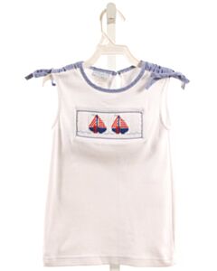 VIVE LA FETE  WHITE  SMOCKED SLEEVELESS SHIRT