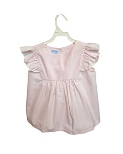BELLA BLISS  PINK SEERSUCKER STRIPED  SLEEVELESS SHIRT WITH RUFFLE