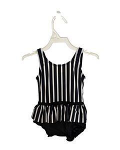 RUFFLE BUTTS  BLACK  STRIPED  1-PIECE SWIMSUIT WITH RUFFLE