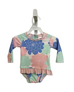 RUFFLE BUTTS  MULTI-COLOR  FLORAL  2-PIECE SWIMSUIT WITH RUFFLE