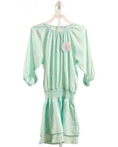 PLEAT. MINT SMOCKED DRESS