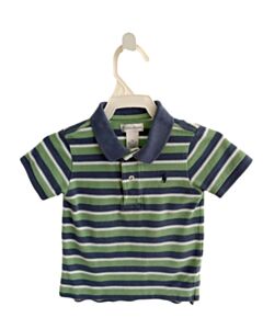 RALPH LAUREN GREEN PIQUE STRIPED SHIRT-SS