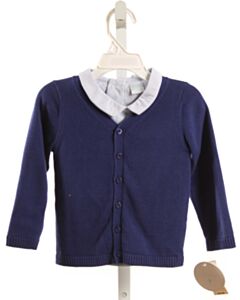 EDGEHILL COLLECTION  BLUE KNIT  DRESS SHIRT