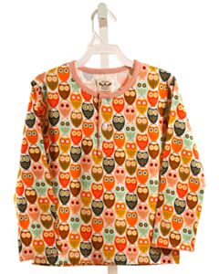 THE OAKS APPAREL   PINK   PRINTED DESIGN KNIT LS SHIRT WITH PICOT STITCHING